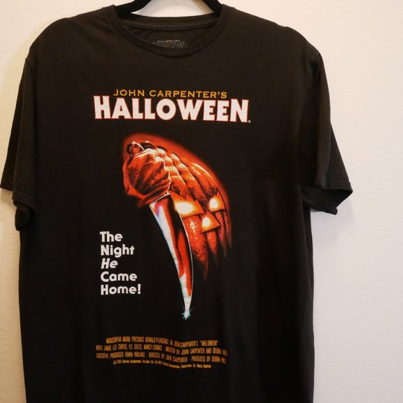 HALLOWEEN FILM MICHAEL MYERS OFFICIALLY LICENSED LARGE BLACK COTTON T SHIRT - Picture 1 of 5